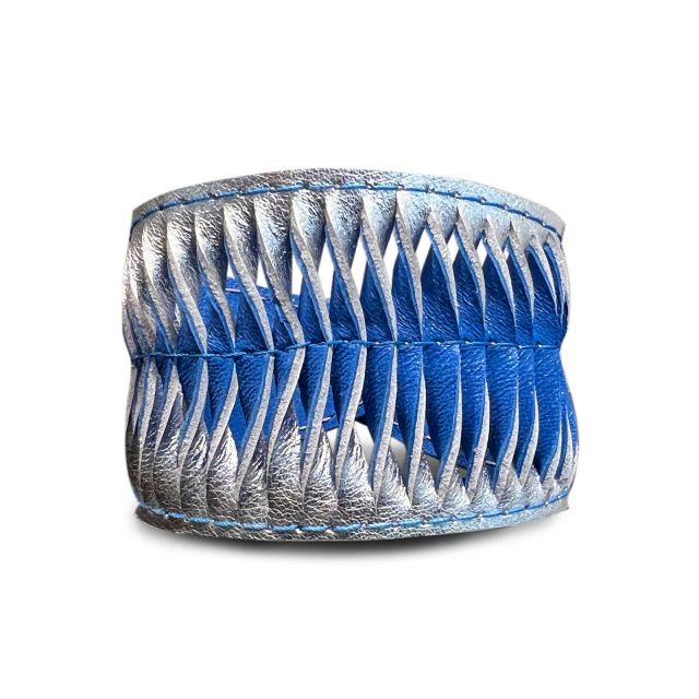 Armband | Leder | handgemacht von DONATA | silber & blau