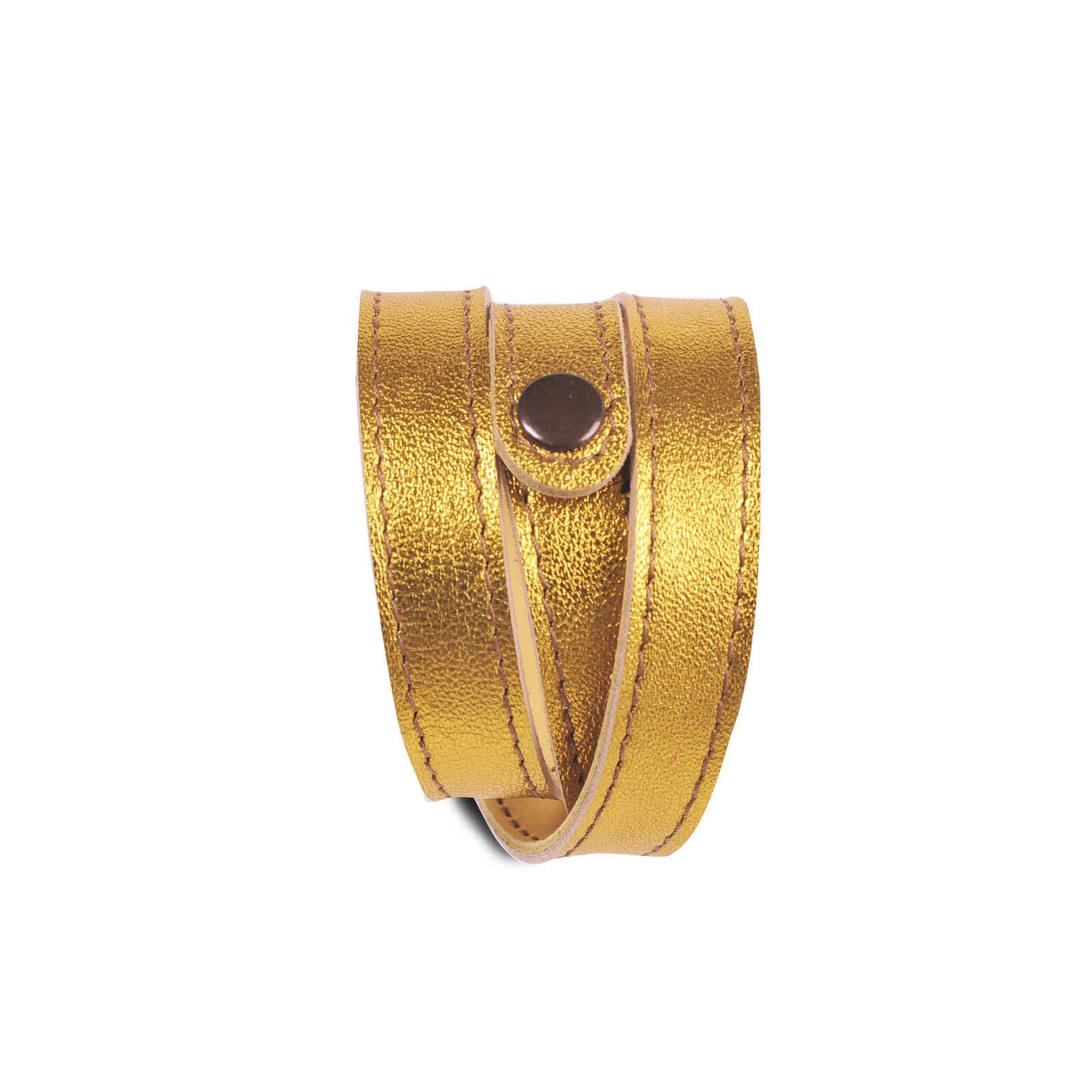 Wickelarmband | Leder | handgemacht von DONATA | gelb metallic