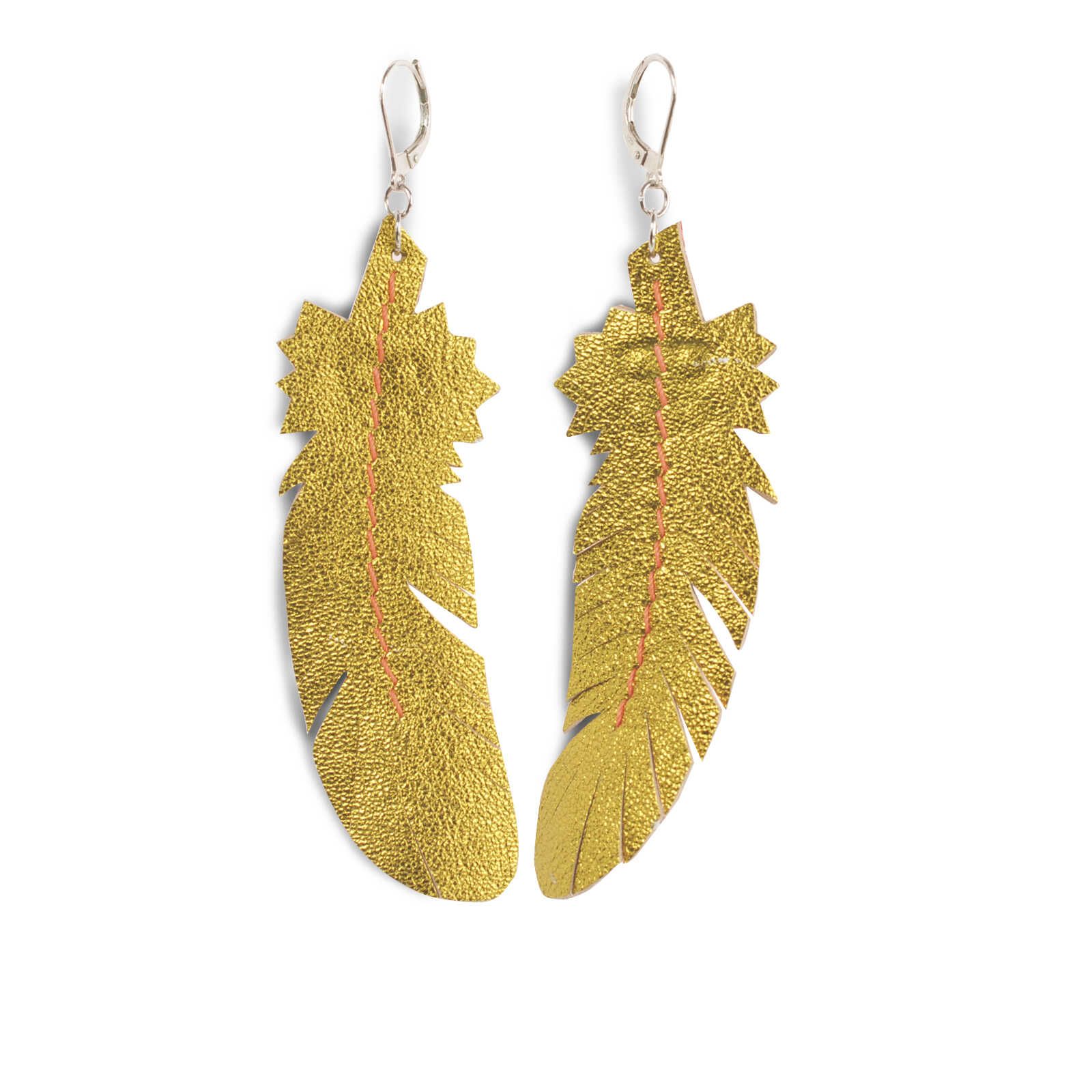 EARRING FEATHER - sun gold_02